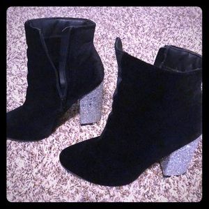 Rhinestone velvet heel boots